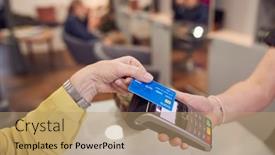  Presentation with credit card - Slides having close-up-of-senior-woman background and a coral colored foreground