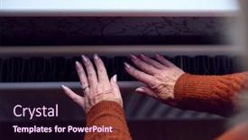  Presentation with energy crisis - Presentation theme having close-up-of-senior-woman background and a wine colored foreground