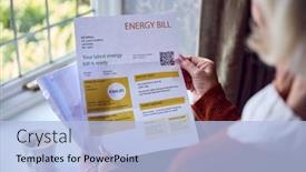  Presentation with energy crisis - PPT theme consisting of close-up-of-senior-woman background and a light blue colored foreground