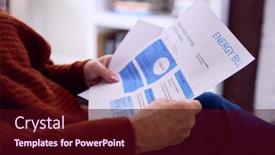  Presentation with energy crisis - PPT theme enhanced with close-up-of-senior-woman background and a wine colored foreground