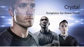  Presentation with spotlight - Beautiful PPT layouts featuring close-up of serious rugby player looking away against spotlight backdrop and a light blue colored foreground