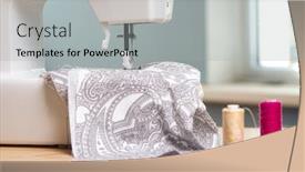  Presentation with sewing machine - Theme having close-up-of-sewing-machine background and a light gray colored foreground