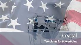  Presentation with american flag - Beautiful presentation theme featuring close up of silver sports backdrop and a ocean colored foreground