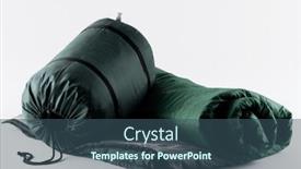  Presentation with camping - PPT theme enhanced with close-up-of-sleeping-bag background and a ocean colored foreground