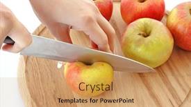  Presentation with green apple - Cool new PPT theme with close up of sliced green apple backdrop and a coral colored foreground