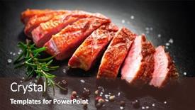  Presentation with breast - Audience pleasing PPT layouts consisting of close-up-of-sliced-roasted backdrop and a tawny brown colored foreground