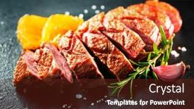  Presentation with duck - PPT layouts enhanced with close-up-of-sliced-roasted background and a tawny brown colored foreground