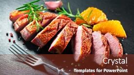  Presentation with breast - Colorful PPT theme enhanced with close-up-of-sliced-roasted backdrop and a tawny brown colored foreground