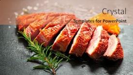  Presentation with breast - PPT layouts having close-up-of-sliced-roasted background and a coral colored foreground