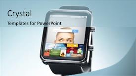  Presentation with search - Colorful PPT layouts enhanced with close up of smart watch backdrop and a light blue colored foreground