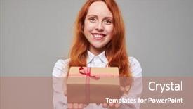  Presentation with close up baby girl knitted - Slide set with close-up of smiling king background and a  colored foreground