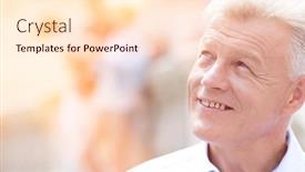  Presentation with outdoors - PPT theme enhanced with close-up-of-smiling-man background and a  colored foreground