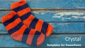  Presentation with socks - PPT theme enhanced with close up of socks on wooden table background and a ocean colored foreground