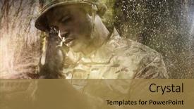  Presentation with forest stream - Slide deck consisting of close up of soldier aiming background and a coral colored foreground