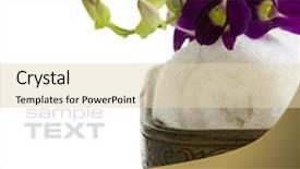  Presentation with orchids - PPT layouts featuring close up of spa towels with orchids on white with sample text background and a lemonade colored foreground