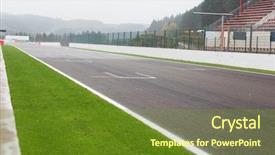  Presentation with race track - Slide deck featuring concept - close up of speedway background and a tawny brown colored foreground