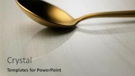  Presentation with spoon - Presentation theme featuring close-up-of-spoon-over background and a light gray colored foreground