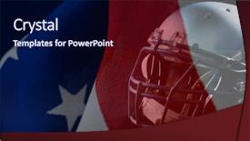  Presentation with american flag - Beautiful presentation theme featuring close up of sports helmet backdrop and a navy blue colored foreground