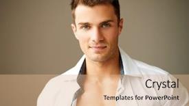  Presentation with adventure sports man - Audience pleasing PPT theme consisting of close up of sporty man backdrop and a coral colored foreground