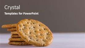  Presentation with snack food - Slide set consisting of close-up-of-stacked-crackers background and a dark gray colored foreground
