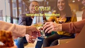  Presentation with staff meeting - Slide deck enhanced with close-up-of-staff background and a tawny brown colored foreground