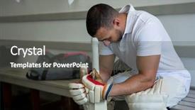  Presentation with locker room - Beautiful presentation theme featuring close up of stressed cricket backdrop and a dark gray colored foreground