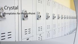 Presentation with high school - PPT theme consisting of close up of student lockers background and a light gray colored foreground