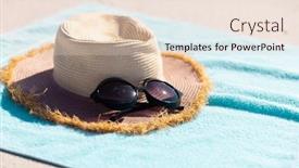  Presentation with hat - PPT theme consisting of close-up-of-sunglasses background and a lemonade colored foreground