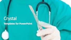  Presentation with ideas opthalmic surgeon - Presentation theme having close-up-of-surgeon-holding background and a teal colored foreground