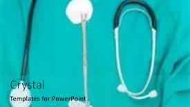  Presentation with surgical - Presentation theme consisting of close-up of surgeon holding surgical forceps against a white background background and a teal colored foreground