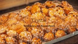  Presentation with sweet pastry - PPT theme with close-up-of-sweet-pastry background and a gold colored foreground