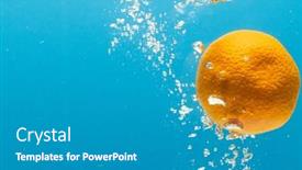  Presentation with fruit water - PPT layouts consisting of close-up-of-tangerine-falling background and a teal colored foreground