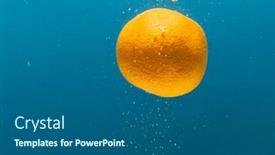  Presentation with fruit water - Presentation theme consisting of close-up-of-tangerine-falling background and a ocean colored foreground