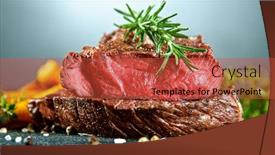  Presentation with steak - PPT theme featuring close-up-of-tasty-beef background and a red colored foreground