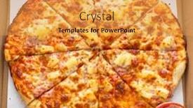  Presentation with hawaiian - Slide set featuring close up of tasty hawaiian pizza with ham and pineapple background and a yellow colored foreground