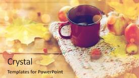  Presentation with autumn morning - PPT theme consisting of close up of tea cup background and a lemonade colored foreground