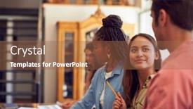  Presentation with design team - Beautiful presentation design featuring close-up-of-team-having backdrop and a tawny brown colored foreground