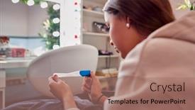  Presentation with teenage pregnancy - Presentation theme having close-up-of-teenage-girl background and a coral colored foreground