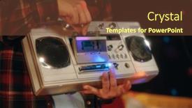  Presentation with tape recorder music - PPT theme consisting of close-up-of-teenager-putting background and a tawny brown colored foreground