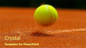  Presentation with tennis - PPT theme consisting of close-up-of-tennis-ball background and a crimson colored foreground
