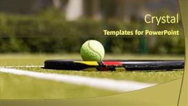  Presentation with green nature - PPT theme with close-up-of-tennis-racket background and a tawny brown colored foreground