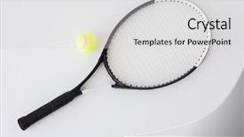  Presentation with sport - Beautiful PPT theme featuring close up of tennis racket backdrop and a light gray colored foreground