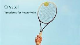  Presentation with tennis - Presentation theme enhanced with close up of tennis racket background and a sky blue colored foreground