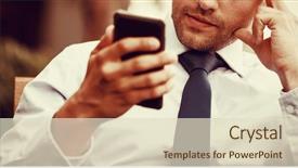  Presentation with phone - Beautiful PPT theme featuring close up of tensed businessman backdrop and a lemonade colored foreground