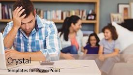  Presentation with social isolation - Audience pleasing PPT theme consisting of close-up of tensed man backdrop and a coral colored foreground