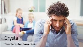  Presentation with children - Slides enhanced with close-up of tensed man background and a light blue colored foreground