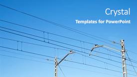  Presentation with railroad - PPT layouts with close-up-of-the-catenary background and a teal colored foreground