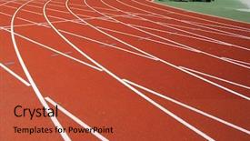  Presentation with final - Audience pleasing PPT layouts consisting of close up of the final bend on a running track backdrop and a red colored foreground