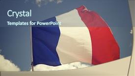  Presentation with free romania flag - Presentation theme having close-up of the french background and a ocean colored foreground