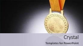  Presentation with medal - Audience pleasing slides consisting of close up of the golden backdrop and a light gray colored foreground